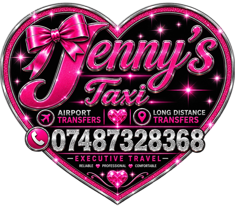 Jenny's Taxi official pink bow and heart logo